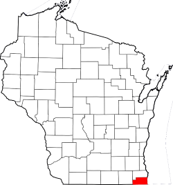 Map of Wisconsin Highlighting Kenosha County