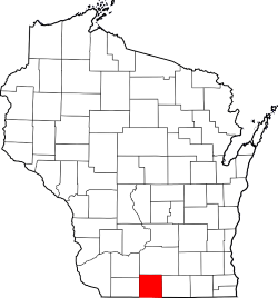 Green County Wisconsin Marked in Red on Process Serving Company Map